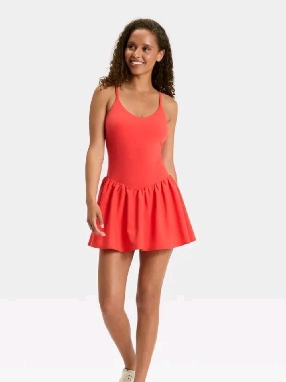 JoyLab "Poppy" Red Spaghetti-Strap Dress